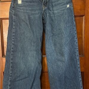 GAP Kids Baggy Denim Jeans in Blue with Tan Stitching